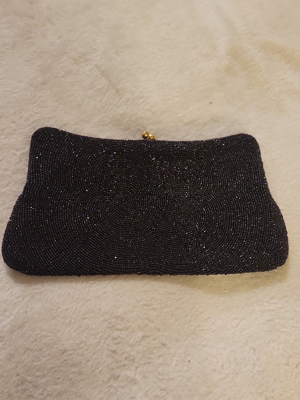 Elegant Black Beaded Evening Clutch - Unbranded